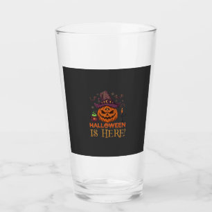 Halloween Is Here Pumpkin Witch Hat Magic Cauldron Glass