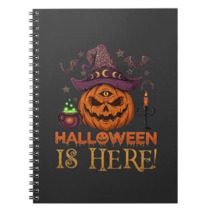 Halloween Is Here Pumpkin Witch Hat Magic Cauldron Notebook