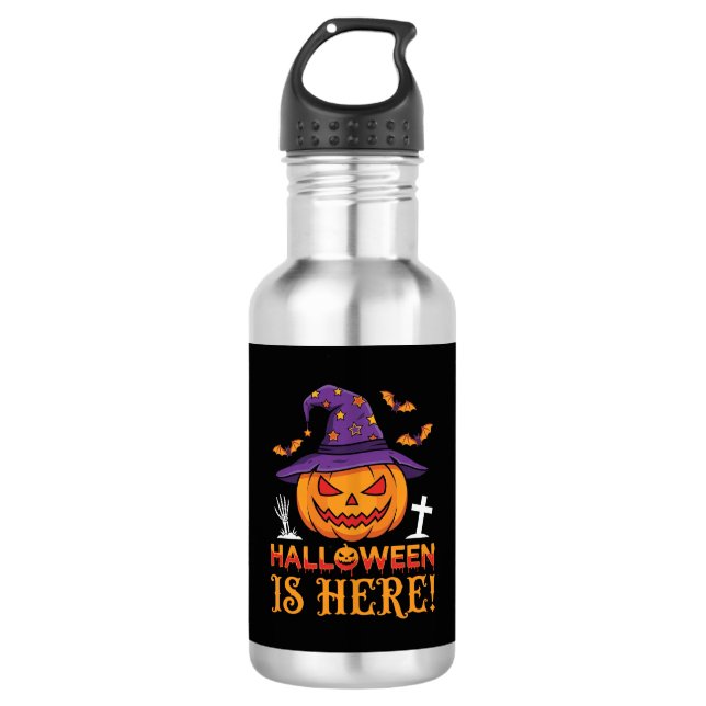 Halloween Is Here Witch Pumpkin Vector 532 Ml Water Bottle (Front)