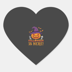 Halloween Is Here Witch Pumpkin Vector Heart Sticker