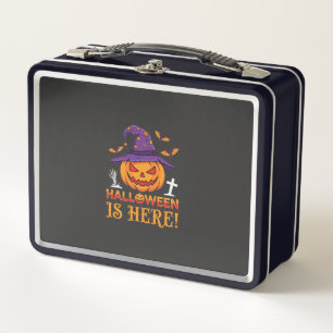 Halloween Is Here Witch Pumpkin Vector Metal Lunch Box