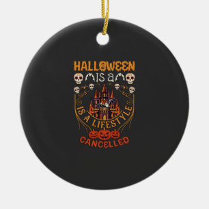 Halloween Is Lifestyle Cancelled Castle Skulls Pum Ceramic Tree Decoration