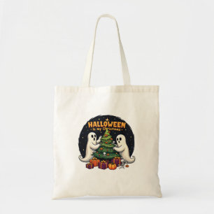 Halloween is my Christmas Funny Ghost Xmas Santa Tote Bag