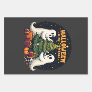 Halloween is my Christmas Funny Ghost Xmas Santa Wrapping Paper Sheet