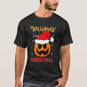 Halloween Is My Christmas Pumpkin Face Santa Hat G T-Shirt