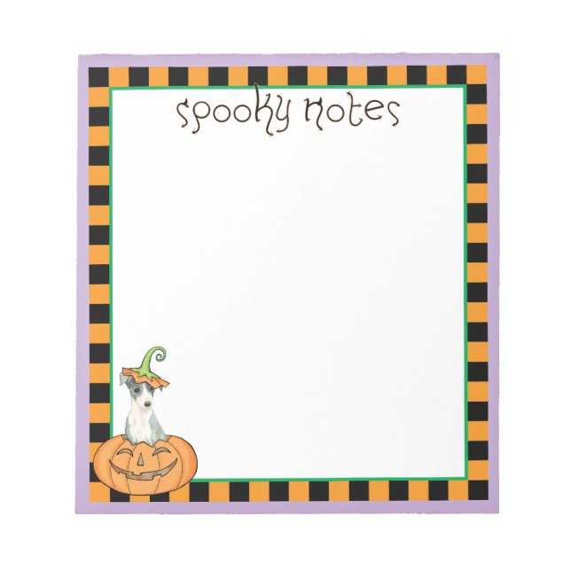 Halloween Italian Greyhound Notepad (Front)