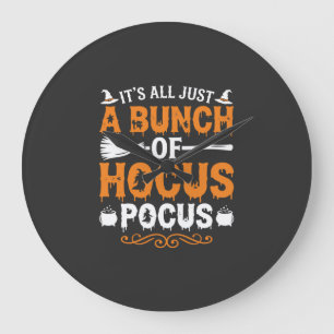 Halloween Its All Just Hocus Pocus Witch Large Clock
