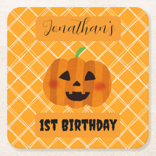 Halloween Jack-o'-Lantern Birthday Party Coaster