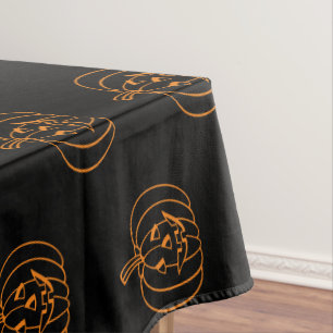 Halloween jack o lantern black and orange pattern tablecloth