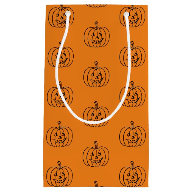 Halloween jack o lantern black orange favours small gift bag (Front)