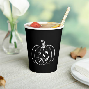 Halloween jack o lantern black spooky paper cups