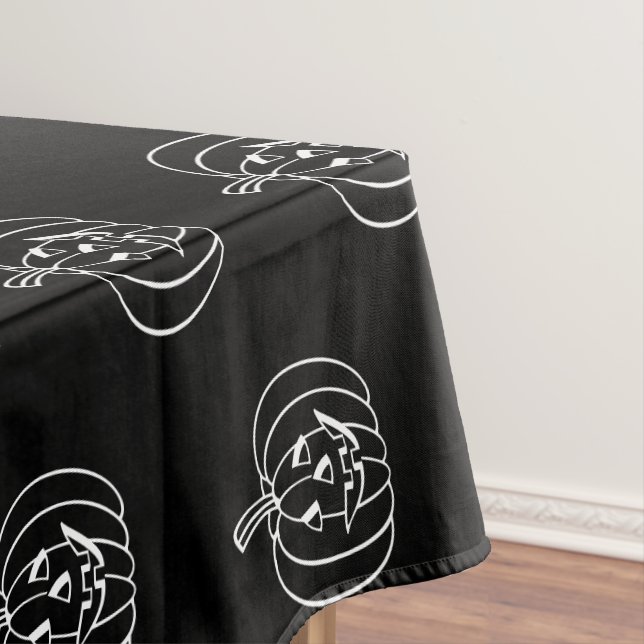 Halloween jack o lantern black white cute pattern tablecloth (In Situ)