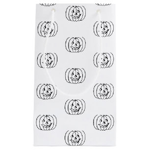 Halloween jack o lantern black white favours small gift bag
