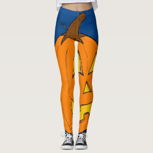 Halloween Jack o' Lantern Blue Leggings