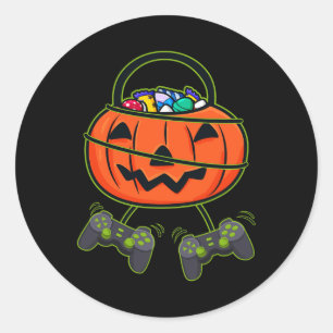 Halloween Jack O Lantern Candy Basket Controllers  Classic Round Sticker