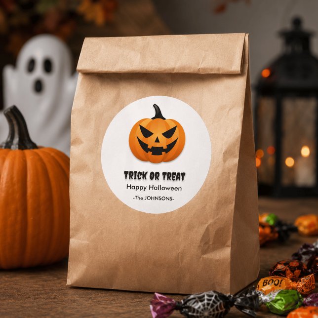 Halloween Jack-o’-Lantern –  Classic Round Sticker (Creator Uploaded)