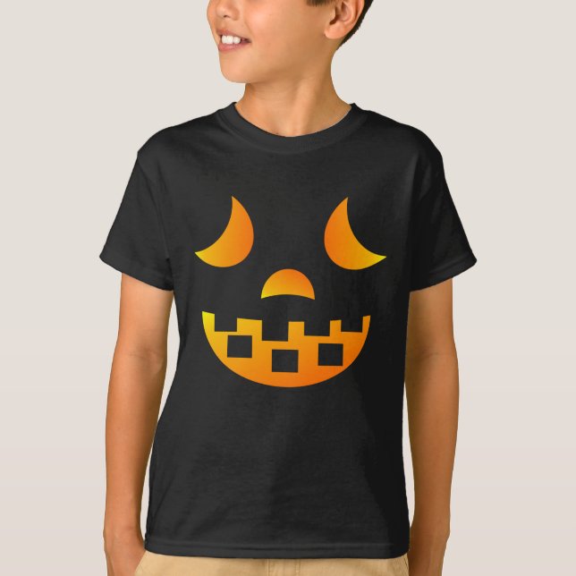 Halloween Jack-o'-lantern Face Boy's T-Shirt (Front)