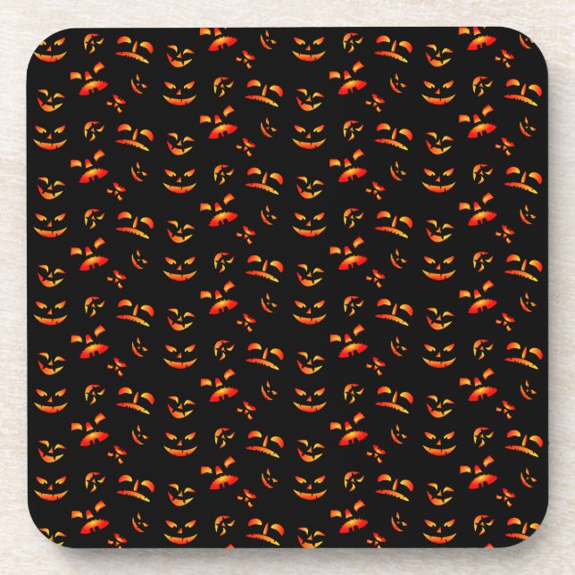 Halloween Jack-O-Lantern Faces  Coaster (Front)