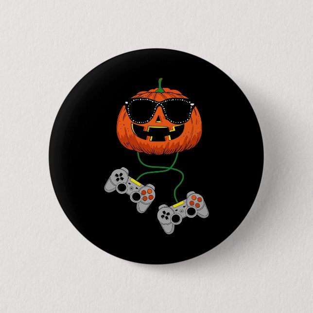 Halloween Jack O Lantern Gamer Boys Kids Men Fun H 6 Cm Round Badge (Front)