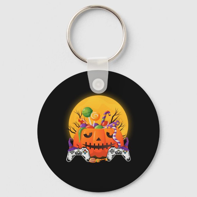 Halloween Jack O Lantern Gamer Key Ring (Front)