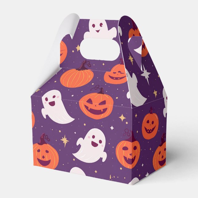 Halloween jack o lantern ghost pattern favour box (Front Side)