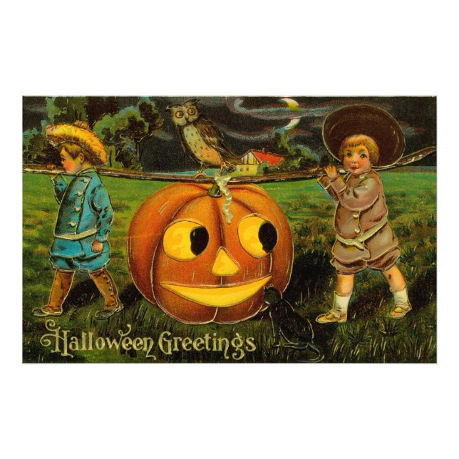 Halloween Jack-o-Lantern Harvest Night by Kids   Photo Print (Front)