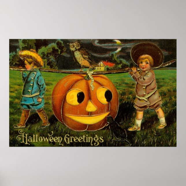 Halloween Jack-o-Lantern Harvest Night by Kids   Poster (Front)