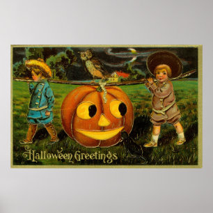 Halloween Jack-o-Lantern Harvest Night by Kids   Poster