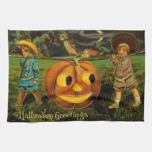 Halloween Jack-o-Lantern Harvest Night by Kids Tea Towel