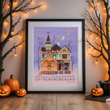 Halloween Jack-o'-lantern House Art Print