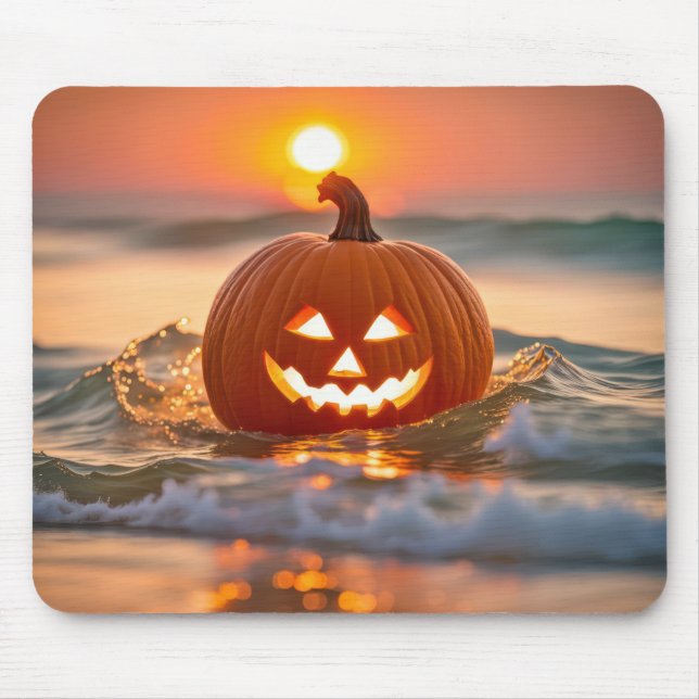 Halloween Jack-o-Lantern In Ocean Mouse Pad (Front)