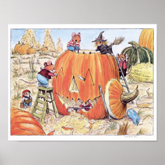 Halloween Jack o' Lantern Mice Print