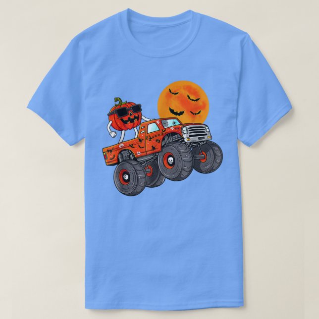 Halloween Jack O Lantern Monster Truck Toddler Boy T-Shirt (Design Front)
