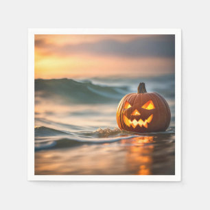 Halloween Jack-o-Lantern On Seashore Napkin