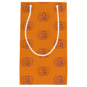 Halloween jack o lantern orange purple pattern small gift bag