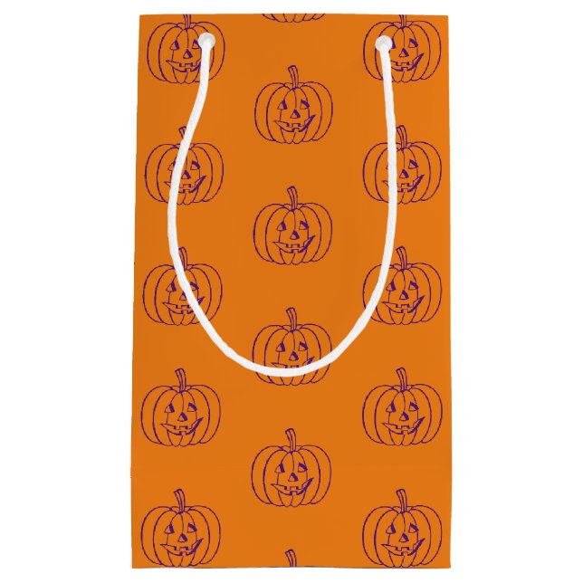 Halloween jack o lantern orange purple pattern small gift bag (Front)