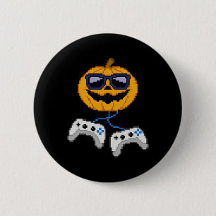 Halloween Jack O Lantern Pixelated Gaming Gamer Bo 6 Cm Round Badge