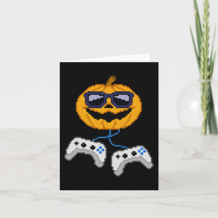 Halloween Jack O Lantern Pixelated Gaming Gamer Bo Card