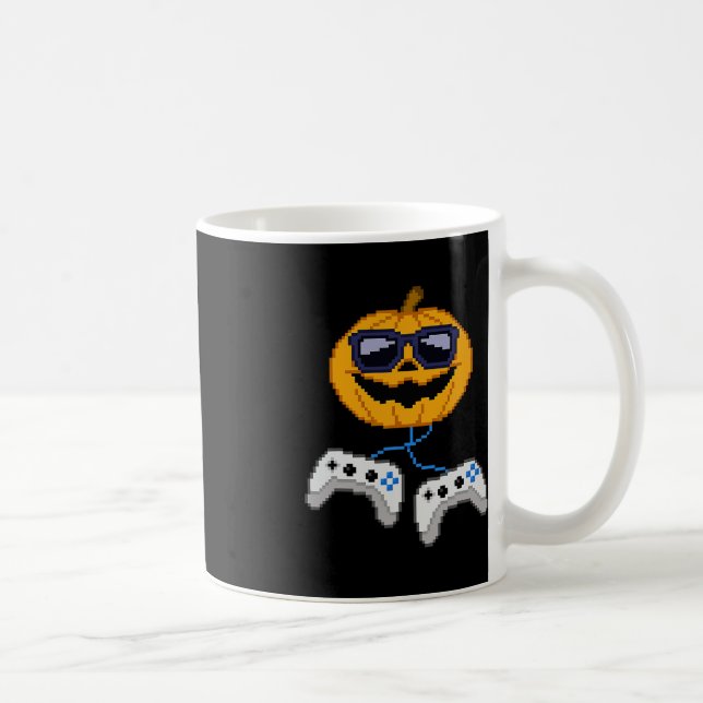 Halloween Jack O Lantern Pixelated Gaming Gamer Bo Coffee Mug (Right)
