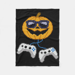 Halloween Jack O Lantern Pixelated Gaming Gamer Bo Fleece Blanket