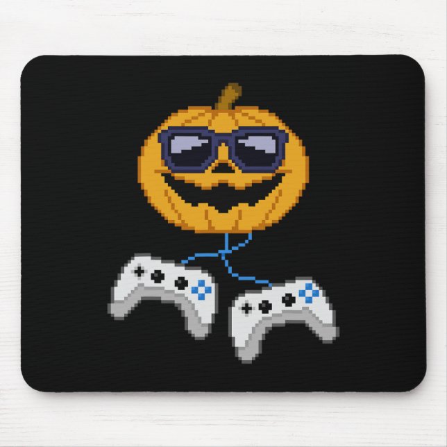 Halloween Jack O Lantern Pixelated Gaming Gamer Bo Mouse Pad (Front)