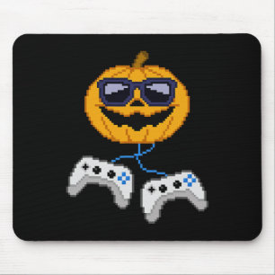 Halloween Jack O Lantern Pixelated Gaming Gamer Bo Mouse Pad