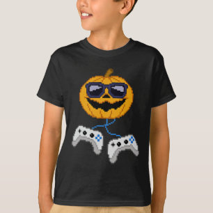 Halloween Jack O Lantern Pixelated Gaming Gamer Bo T-Shirt