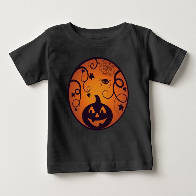 Halloween Jack o lantern pumpkin face and spider Baby T-Shirt (Front)