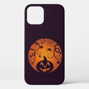 Halloween Jack o lantern pumpkin face and spider iPhone 12 Case