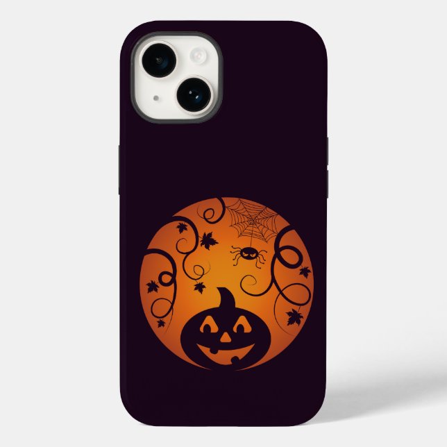 Halloween Jack o lantern pumpkin face and spider Case-Mate iPhone Case (Back)