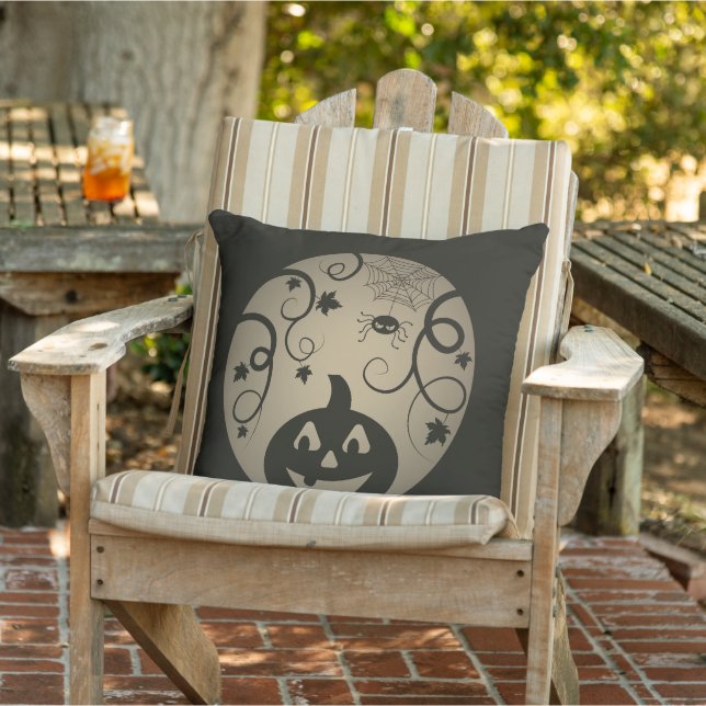 Halloween Jack o lantern pumpkin face and spider Cushion (Chair)