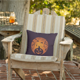 Halloween Jack o lantern pumpkin face and spider Cushion