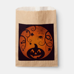 Halloween Jack o lantern pumpkin face and spider Favour Bags