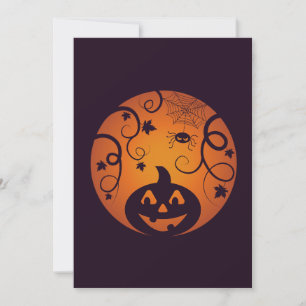 Halloween Jack o lantern pumpkin face and spider Invitation
